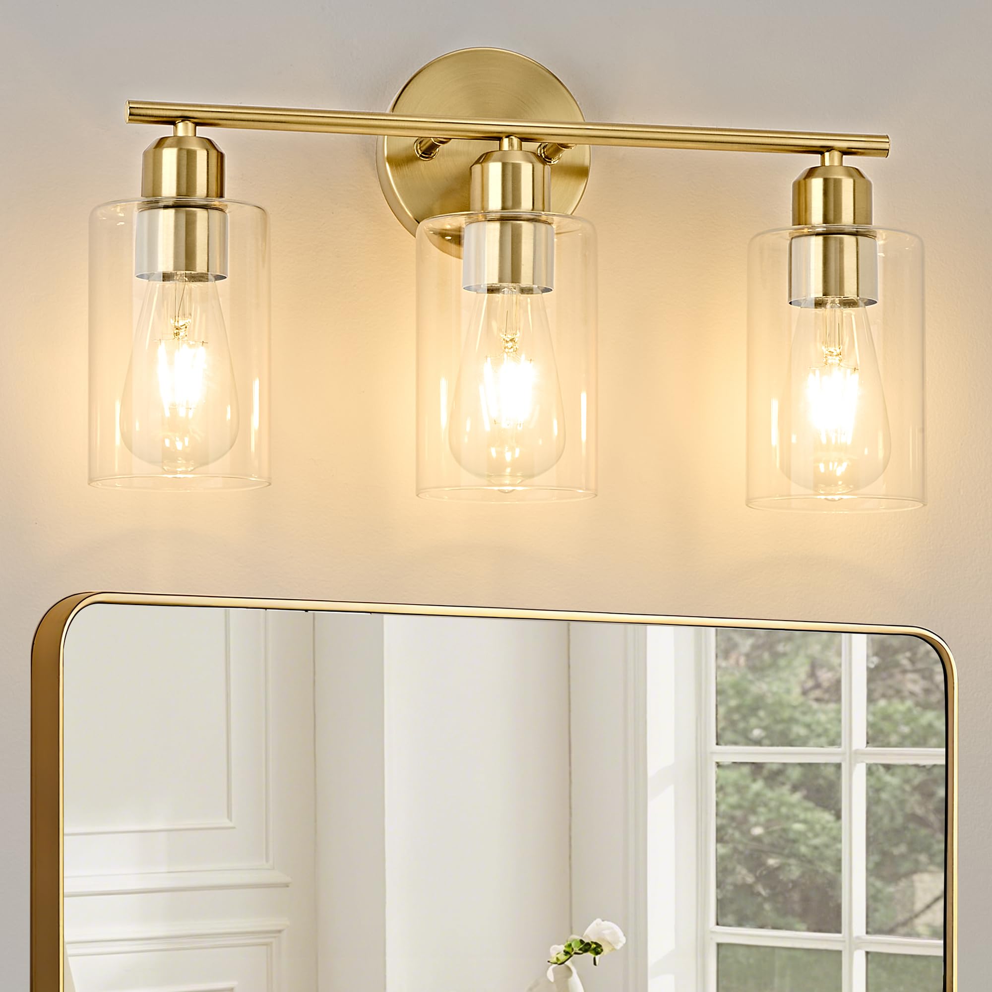 Modern Vanity Lights - Matte Black, Clear Glass Shade, Wall Sconce for Bathroom & Bedroom, 2 Pack