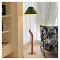 Floor Lamps for Living Room, Mid Century Modern Wood Large Floor Lamp, Height Adjustable Study Room, Bedroom, Office Tall Standing Floor Lamp, Green Pleated Lampshade