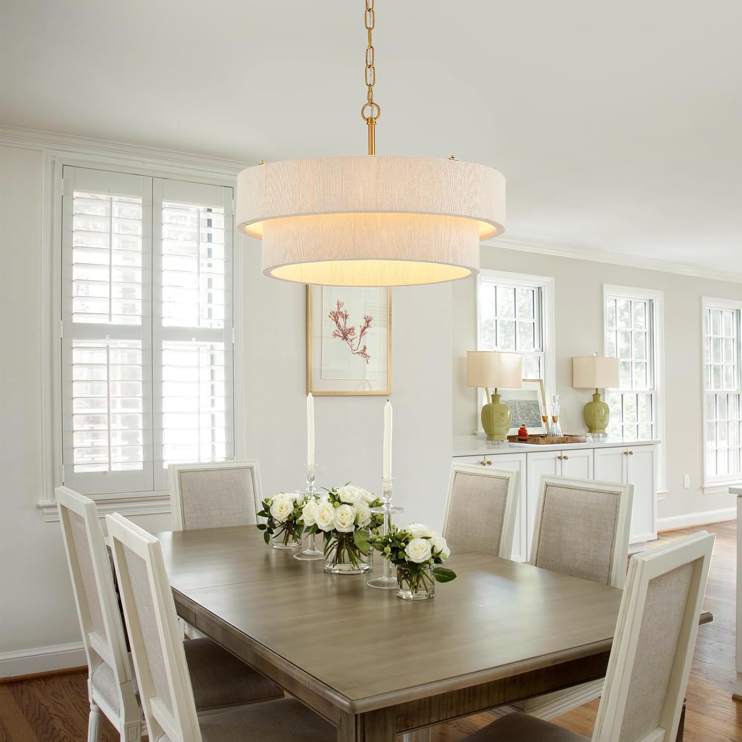 20" Rattan Pendant Light, Boho Woven Chandelier for Home Decor