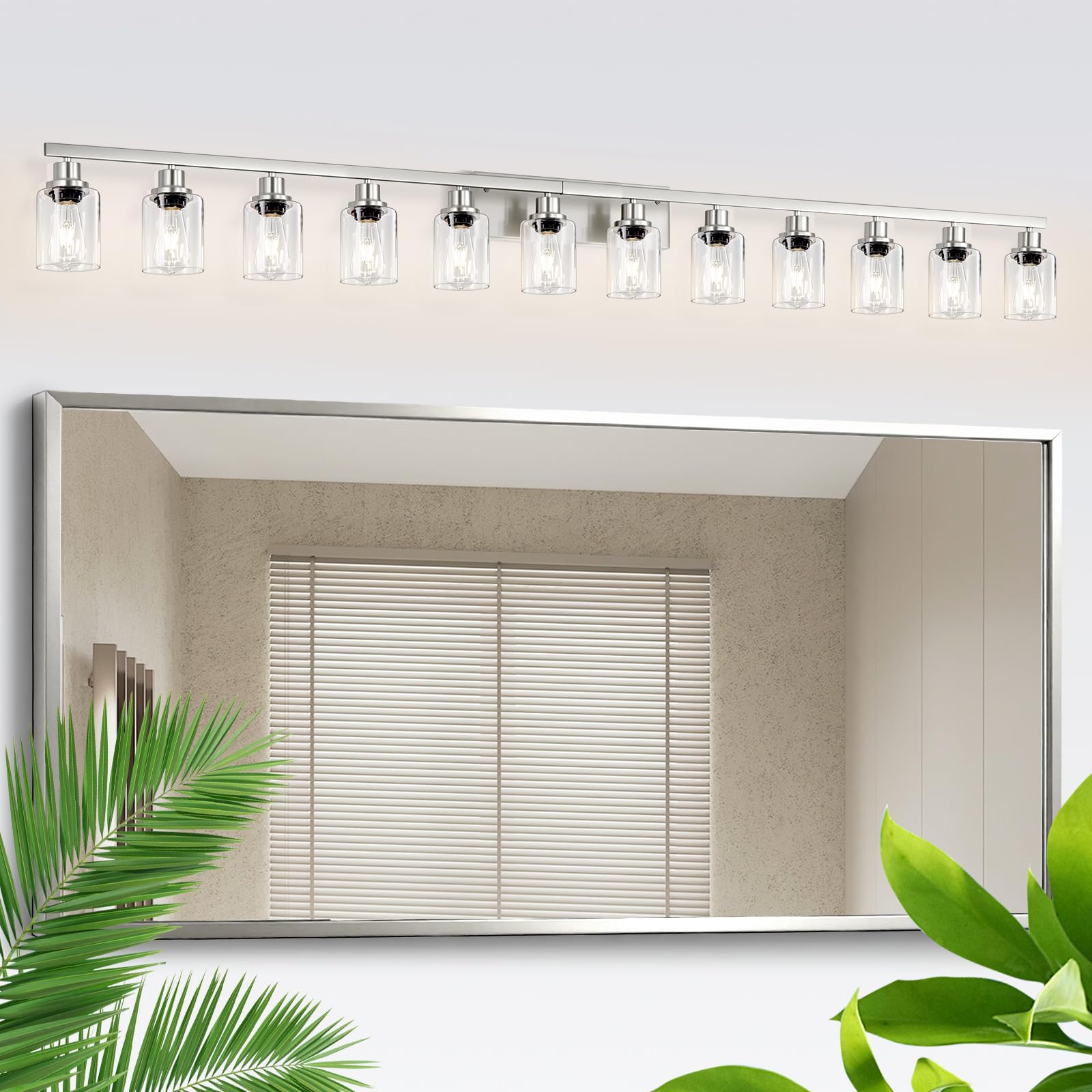 4-Light Bathroom Vanity Light, Modern Matte Black Wall Sconce Lighting with Clear Glass Shade, Bathroom Lighting Fixtures Over Mirror,Vintage Wall Mounted Lamps for Mirror Bedroom,Living Room
