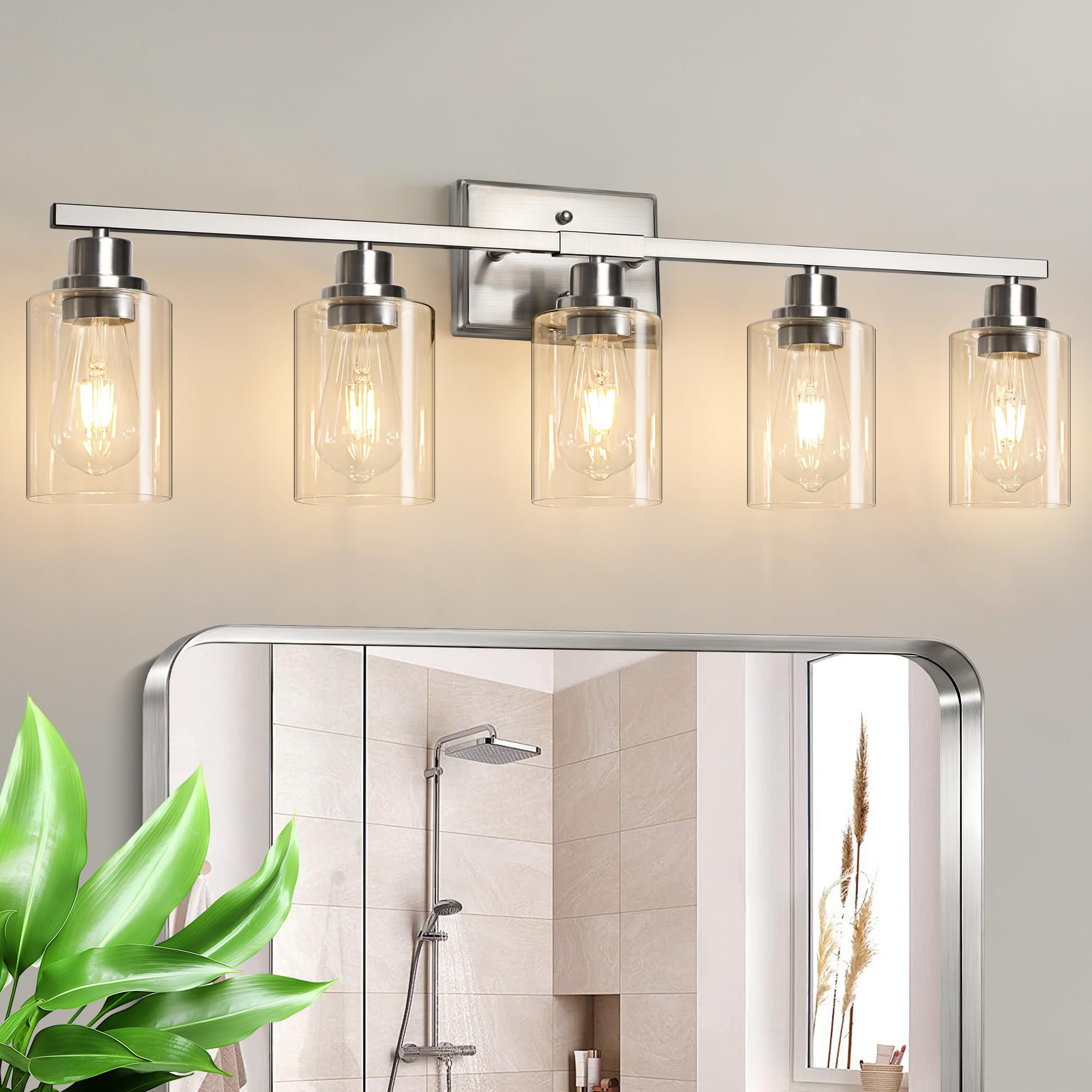 Unicozin 3 Light Bathroom Light Fixtures, Modern Vanity Lights Over Mirror, Black Wall Lamp with Clear Glass for Living Room Cabinet Bedroom Porch