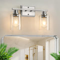 Unicozin 3 Light Bathroom Light Fixtures, Modern Vanity Lights Over Mirror, Black Wall Lamp with Clear Glass for Living Room Cabinet Bedroom Porch