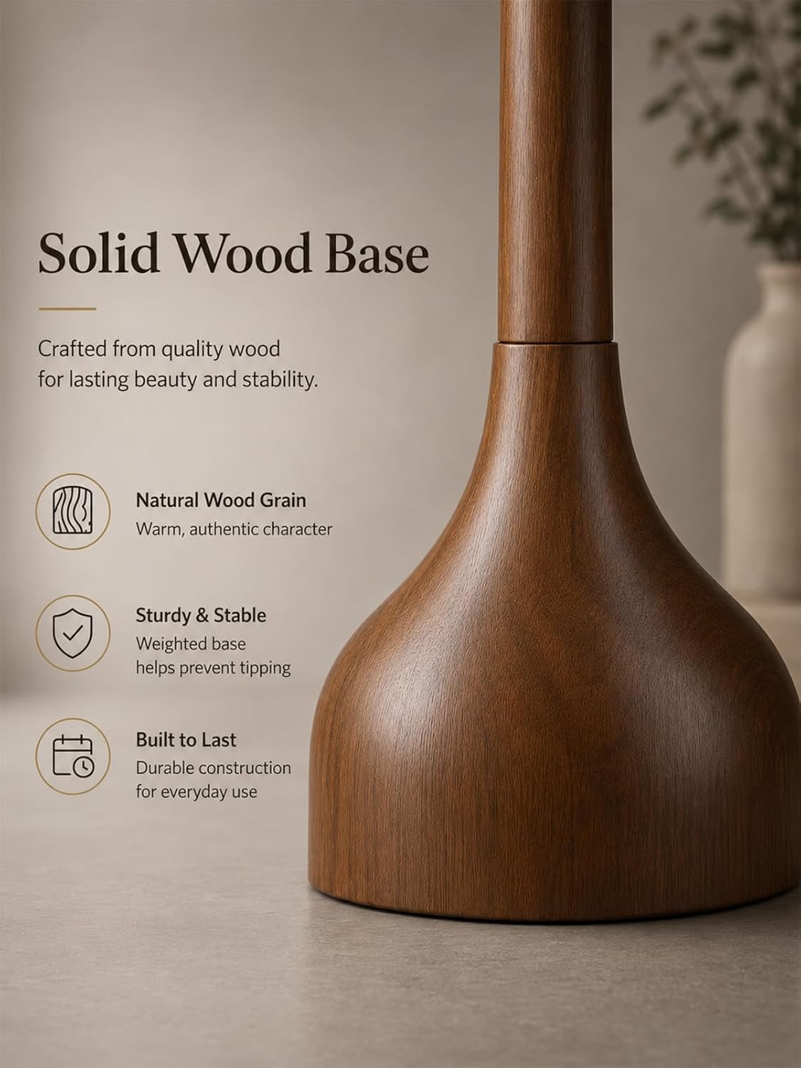 MOFFE 65" Mid Century Real Wood Floor Lamp with Remote, Sculptural Standing Lamp with Teardrop Base & Wooden Pull Chain, Dimmable with Adjustable Color Temperature & Timer (Bulb Included)