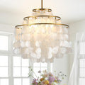 Modern Drum Pendant Light with Black Metal Cage & Cream Fabric Shade, Industrial Farmhouse Hanging Light Fixture for Kitchen Island, Dining Room, Living Room, Hallway