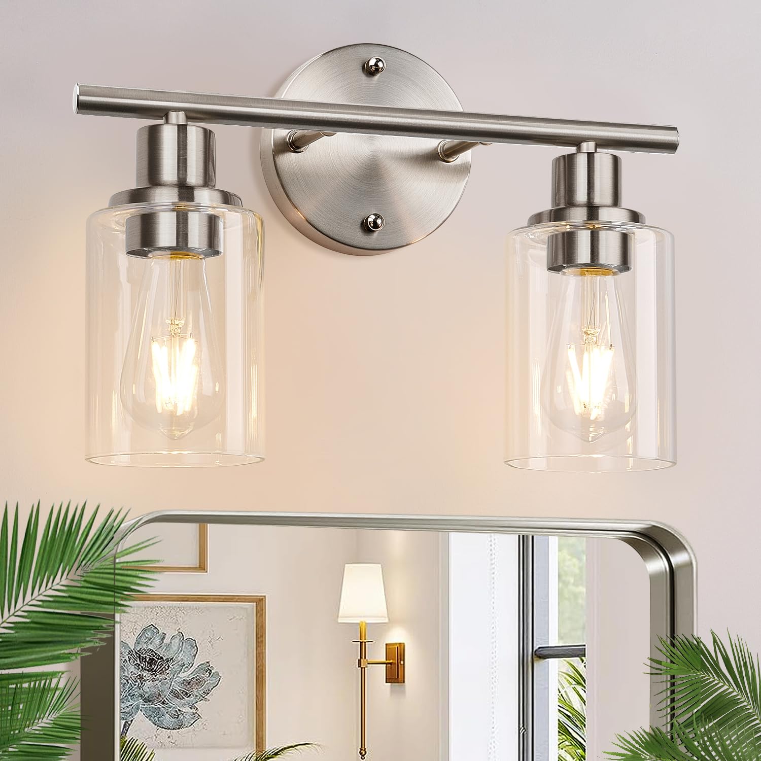Zarbitta 3-Light Bathroom Light Fixtures, 17.23" Black Modern Vanity Lights with Clear Glass Shade, Bathroom Wall Lamp for Mirror Kitchen Living Room Hallway Cabinet Porch