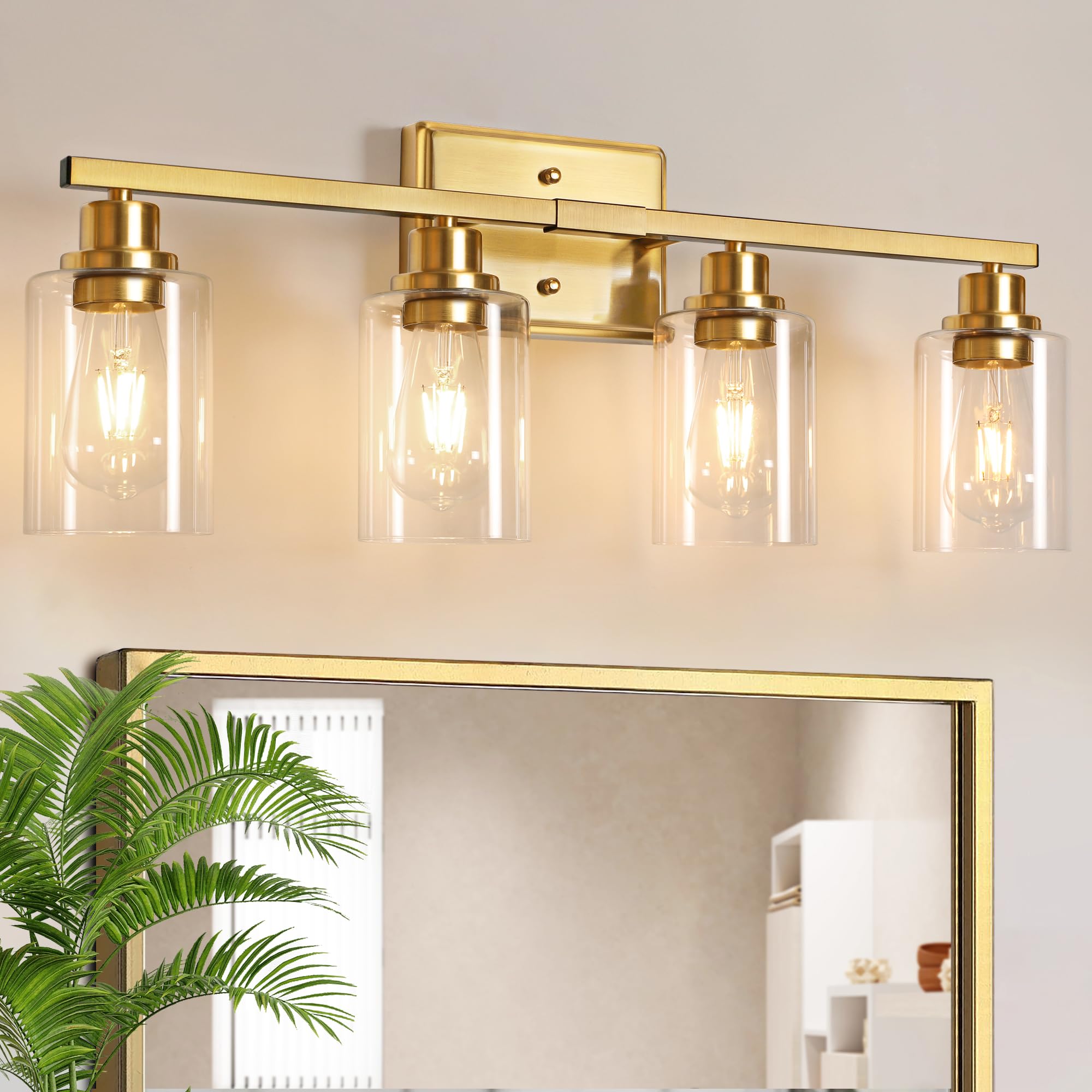 Unicozin 3 Light Bathroom Light Fixtures, Modern Vanity Lights Over Mirror, Black Wall Lamp with Clear Glass for Living Room Cabinet Bedroom Porch
